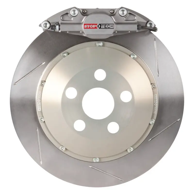 Stoptech Trophy Sport Big Brake Kit – Rear, Silver Calipers With Two-Piece Slotted Rotors 1