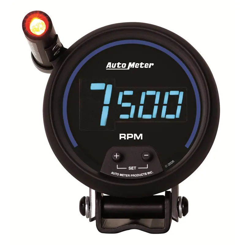 Autometer 3-3/4" Digital Tachometer With Blue Led Backlight And Quick-Lite Pedestal Mount (10,000 Rpm) 1