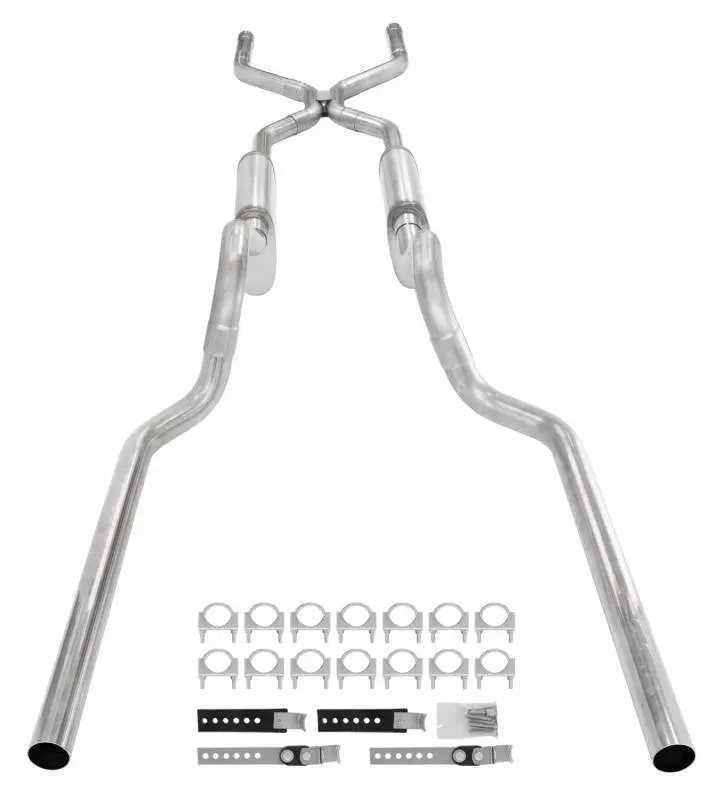 Pypes Stainless Steel H-Pipe Exhaust System – Crossmember-Back, Dual Rear Exit, Turbo Pro Muffler Included (1963–1966 Gm Trucks) 1